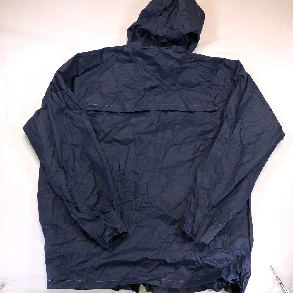 Ozark Trail Mens Navy Blue Hooded Rain Jacket Snap Front 108S005ML Size M/L